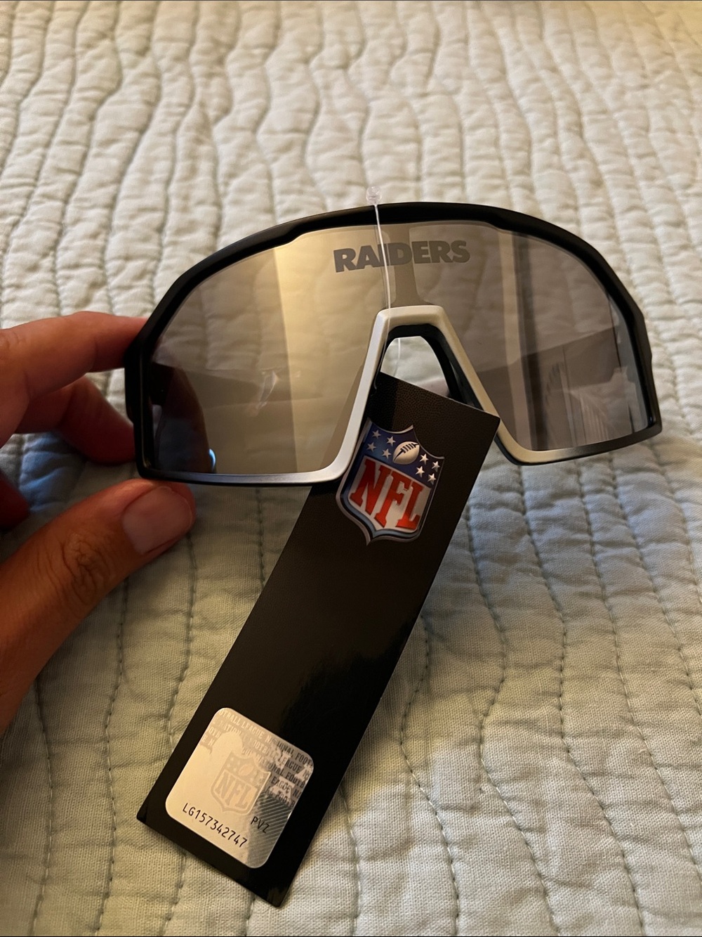 NFL Raiders Black and White Shield Visor Sunglasses